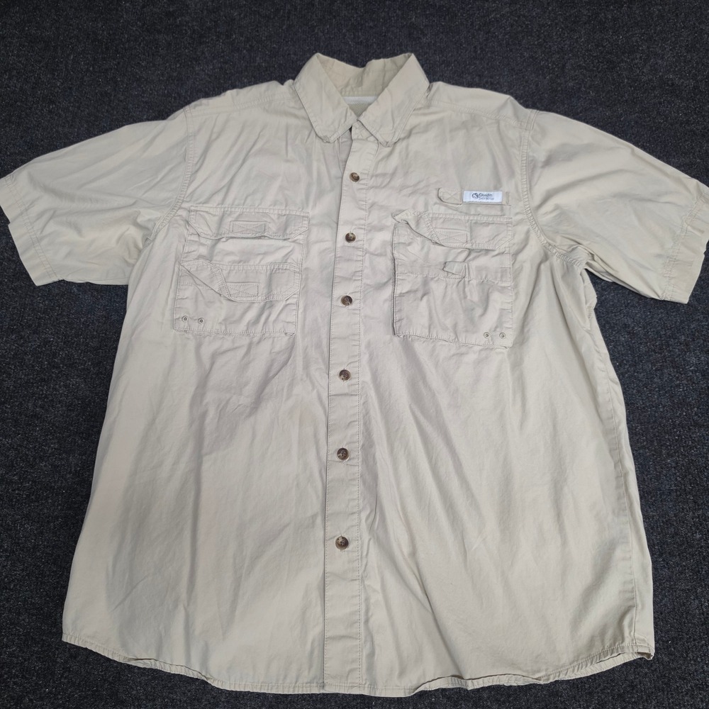 Guide Series Mens Tan Khaki Short Sleeve Fishing Shirt Ventilated Pockets L